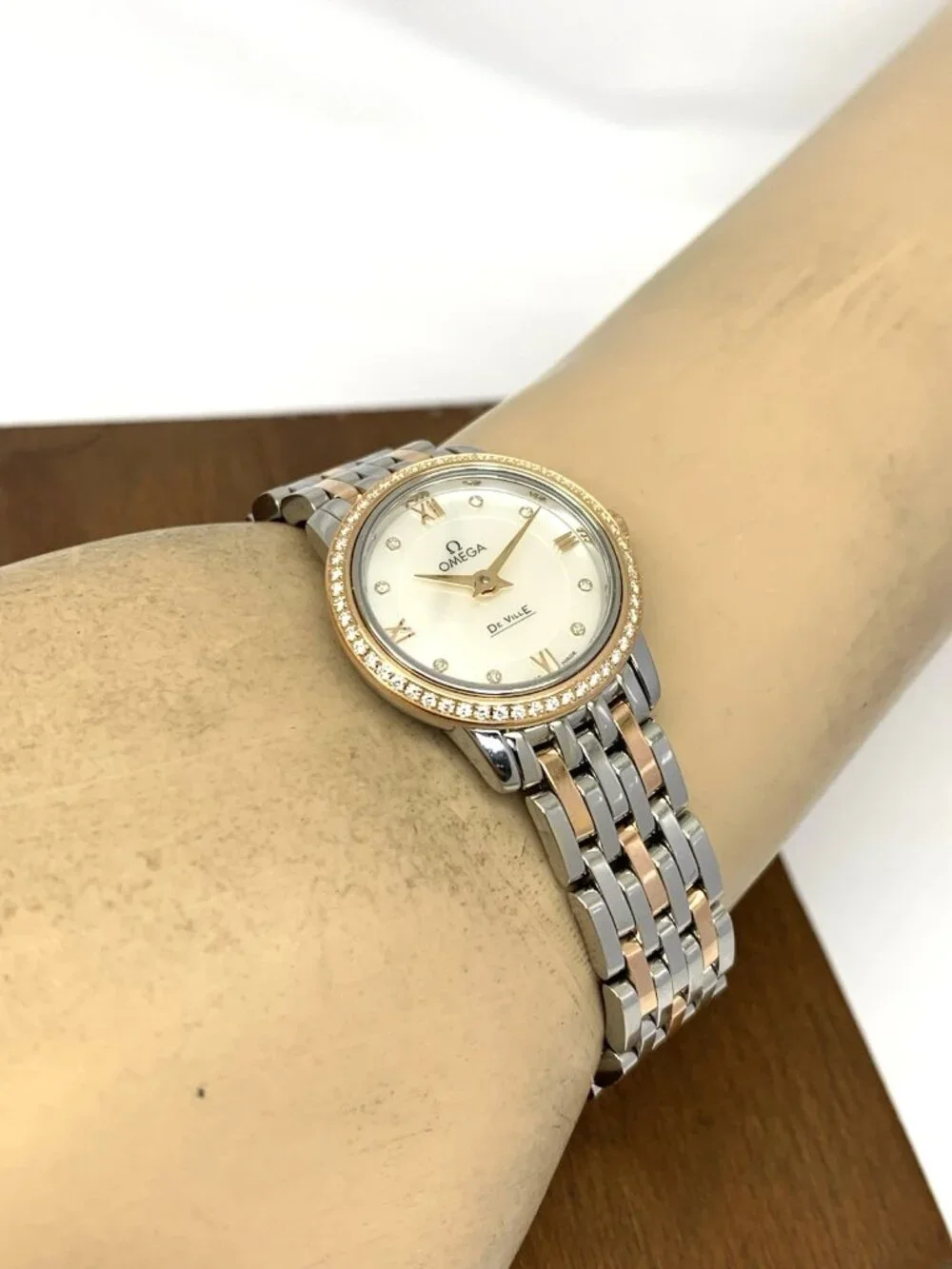 Omega De Ville Prestige Women's Watch Diamond Mother of Pearl 18K Gold & Steel